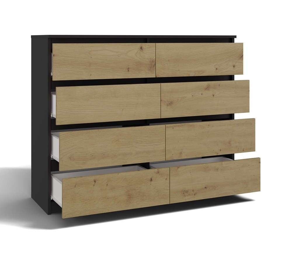 Comò ADGO Malwa M8 8 Cassetti Larghezza 120 Cm - Mobile Classico Salvaspazio Per Camera Da Letto, Corridoio - Rovere Artisan - 6