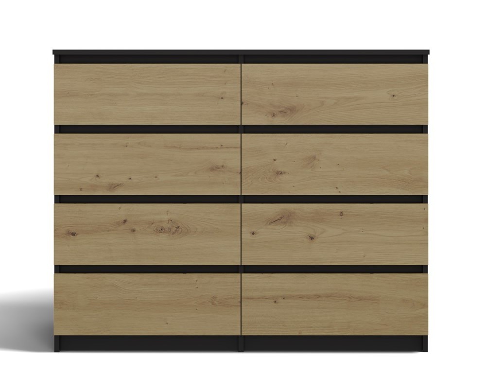 Comò ADGO Malwa M8 Con 8 Cassetti, 120x97x40 Cm, In Truciolato Laminato, Colore Rovere Artisan