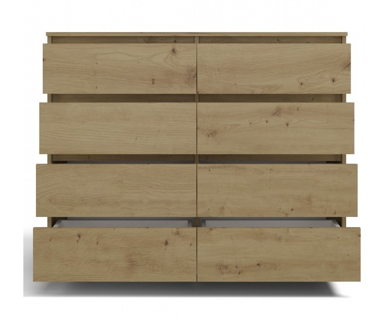 ADGO Malwa M8 120 Comò con 8 Cassetti 120x97x40cm, Classico Armadio con Mensole, per Camera da Letto, Corridoio, Profondo, Autoportante, Salvaspazio (Spedizione in 2Confezioni)(Nero
