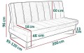 Wersalka sofa rozkładana Paula w stylu skandynawskim - wymiary