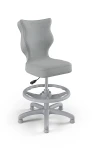 Krzesło dziecięce Petit z podnóżkiem wzrost 119-142 cm tkanina velvet podstawa szara
