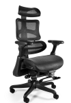 Fotel ergonomiczny siatkowy Ergothrone z podnóżkiem czarny