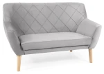 Sofa tapicerowana Kier 2 Velvet jasnoszara Bluvel 03 / nóżki bukowe