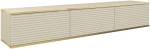Szafka RTV Oro wisząca 175 cm lamele, beż piaskowy ze złotymi wstawkami