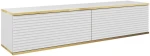 Szafka RTV Oro wisząca 135 cm lamele, biała ze złotymi wstawkami