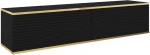 Szafka RTV Oro wisząca 135 cm lamele, czarny ze złotymi wstawkami