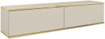 Szafka RTV Oro wisząca 135 cm beż piaskowy ze złotymi wstawkami