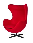 Fotel EGG CLASSIC BLACK czerwony.17 - wełna, podstawa czarna