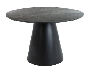 Stół okrągły 120 cm Angel szary/czarny mat  efekt marmuru