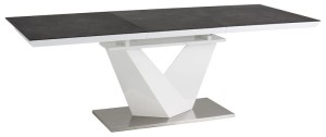 Stół rozkładany Alaras II czarny efekt kamienia/biały lakier 140-200
