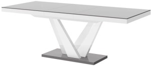 Stół rozkładany VEGAS 160-256 szaro-biały połysk