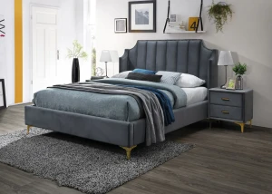 Łóżko tapicerowane Monako Velvet 160x200 szare bluvel 14