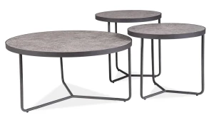 Zestaw stolików Demeter szary efekt betonu/czarny