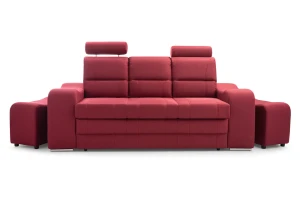 Sofa tapicerowana rozkładana Wenus + pufy