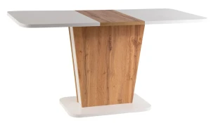 Stół rozkładany Calipso 110-145 cm biały mat/dąb wotan