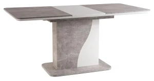 Stół rozkładany Syriusz 120-160 cm szary efekt betonu/biały mat