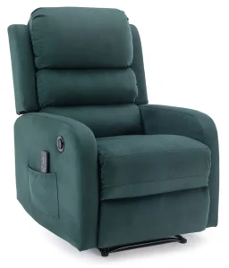 Fotel rozkładany z funkcją masażu Pegaz M Velvet zielony