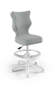 Krzesło dziecięce Petit z podnóżkiem wzrost 133-159 cm tkanina velvet podstawa biała