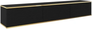 Szafka RTV Oro wisząca 175 cm lamele, czarny ze złotymi wstawkami