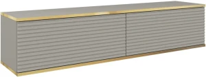 Szafka RTV Oro wisząca 135 cm lamele, szary ze złotymi wstawkami