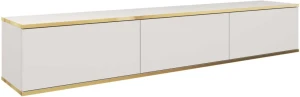 Szafka RTV Oro wisząca 175 cm biały ze złotymi wstawkami