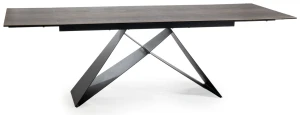Stół rozkładany Westin Ceramic 180-260 cm brąz efekt drewna/czarny mat