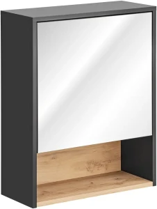 Szafka łazienkowa z lustrem 60 cm BORNEO szary cosmos / dąb artisan 