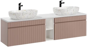 Zestaw mebli łazienkowych ICONIC ROSE z dwoma umywalkami LILI i blatem 180 cm - 6 elementów