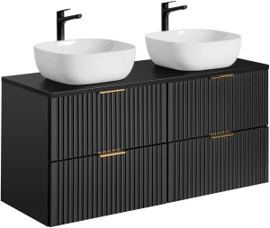 Zestaw mebli łazienkowych ADEL BLACK z dwoma umywalkami SMILE i blatem 120 cm - 5 elementów