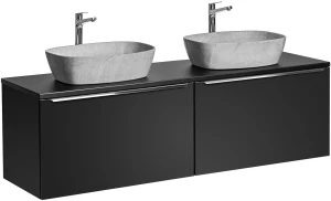 Zestaw mebli łazienkowych SANTA FE BLACK z dwoma umywalkami ANNA i blatem 160 cm - 5 elementów