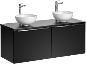 Zestaw mebli łazienkowych SANTA FE BLACK z dwoma umywalkami DOMI i blatem 120 cm - 5 elementów