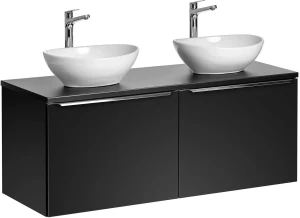 Zestaw mebli łazienkowych SANTA FE BLACK z dwoma umywalkami LOLA i blatem 120 cm - 5 elementów