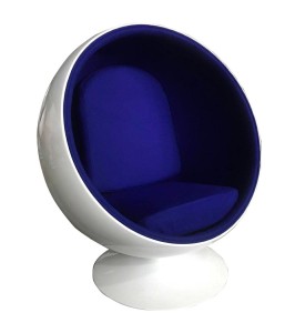 Fotel BALL biało-niebieski - włókno szklane, wełna