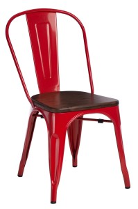 Krzesło Paris Wood czerwone sosna orzech