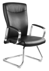 Krzesło konferencyjne z podłokietnikiem Adella Skid eko skóra czarna
