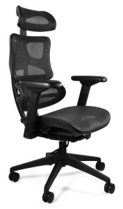 Fotel ergonomiczny z zagłówkiem czarny Ergotech czarna podstawa
