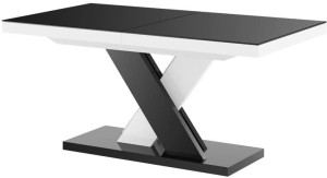 Stół rozkładany XENON LUX 160-256 czarno-biały mix połysk