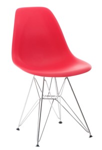 Krzesło P016  czerwone, chromowane nogi