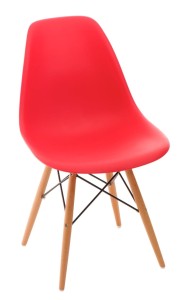 Krzesło P016W  czerwone,drewniane nogi