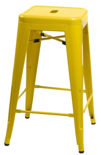 Stołek barowy Paris 66cm żółty inspirowany Tolix