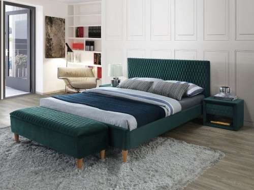 Łóżko tapicerowane Azurro Velvet 160X200 Bluvel 78 zielony