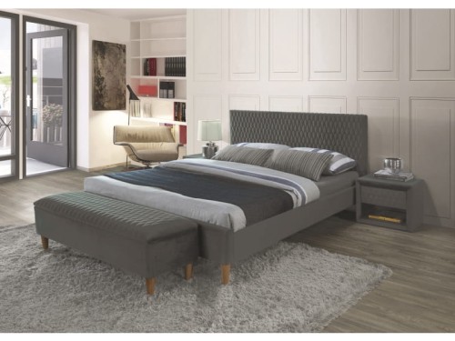 Łóżko tapicerowane Azurro Velvet 140X200 Bluvel 14 szary