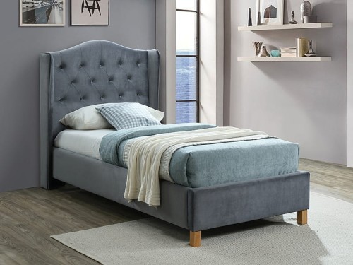 Łóżko tapicerowane Aspen Velvet 90x200 Bluvel 14 szary