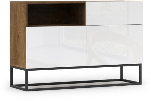 Komoda 120 cm AVORIO dąb artisan/biały połysk