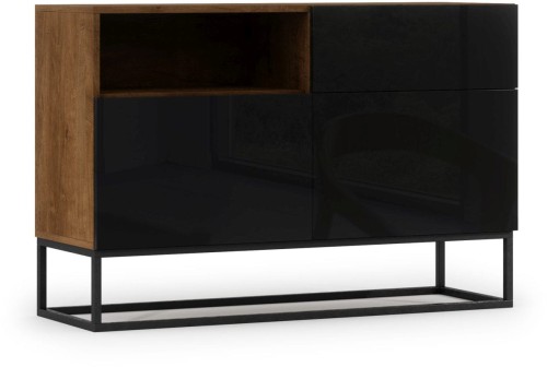 Komoda 120 cm AVORIO dąb artisan/czarny połysk