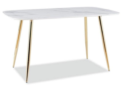 Stół Ceres 140x80 cm biały efekt marmuru/złoty