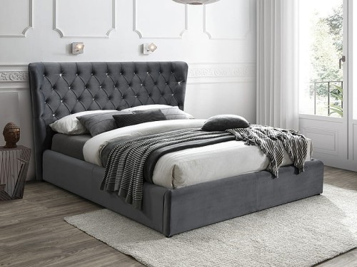 Łóżko tapicerowane Carven Velvet 160x200 szary