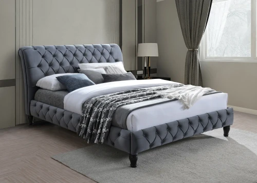 Łóżko tapicerowane Malena Velvet 160x200 szare bluvel 14