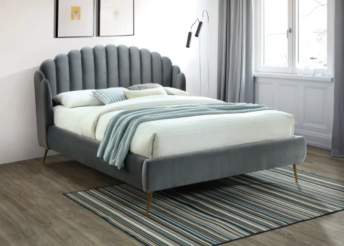 Łóżko tapicerowane Calabria Velvet 160x200 szare bluvel 14