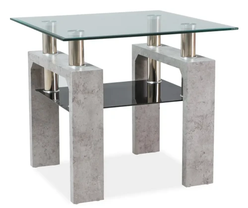 Stolik Lisa D 60x60 cm transparentny/efekt betonu